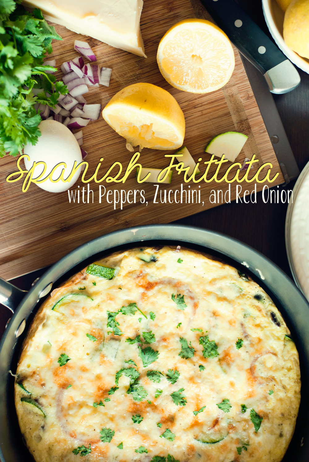 Spanish Frittata with Peppers, Zucchini, and Red Onion by Three in Three #TabletheSalt #sp
