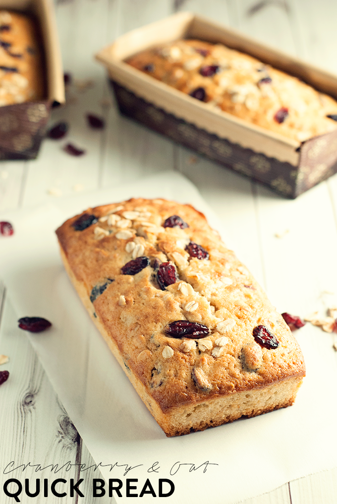 This amazingly easy cranberry & oat quick bread is perfect for your fall menu as an addition to breakfast, dinner, or as a simple snack!