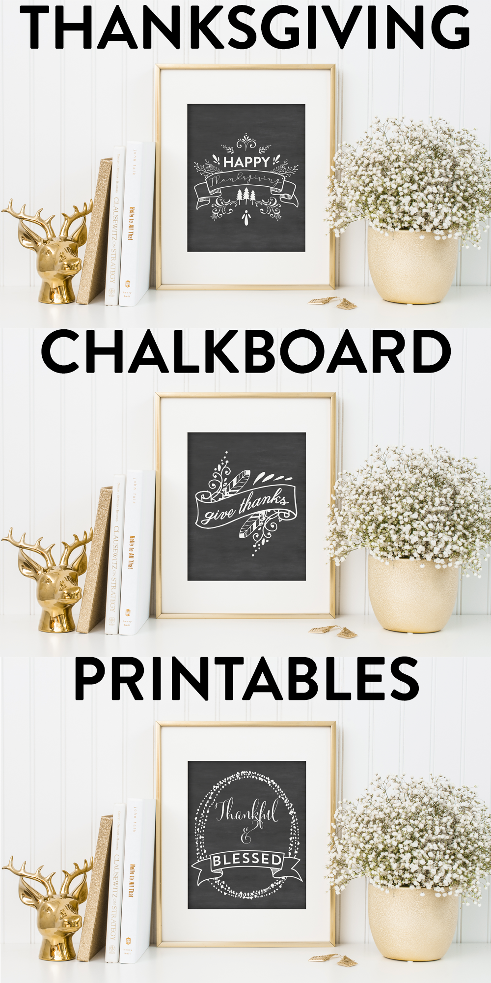 Get these wonderful Thanksgiving chalkboard printables and celebrate the season in style! 3 different printables, all 8x10 inches!