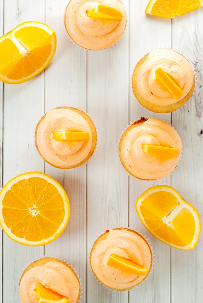 Orange Creamsicle Cupcakes with Vanilla Buttercream Frosting | asimplepantry.com