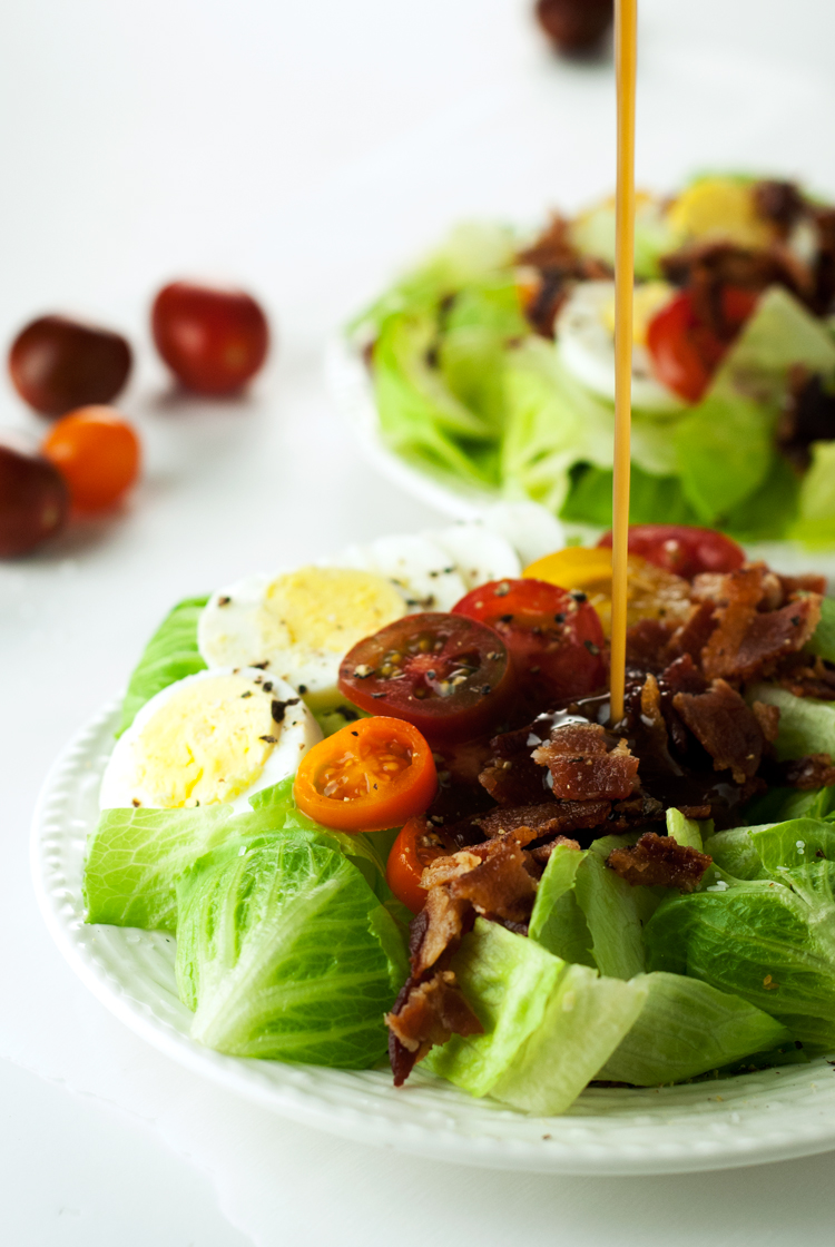 Heirloom Tomato BLT Salad with Warm Bacon Dressing | asimplepantry.com
