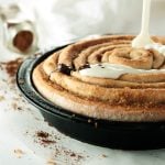 Peanut Butter Cinnamon Roll Cake | asimplepantry.com