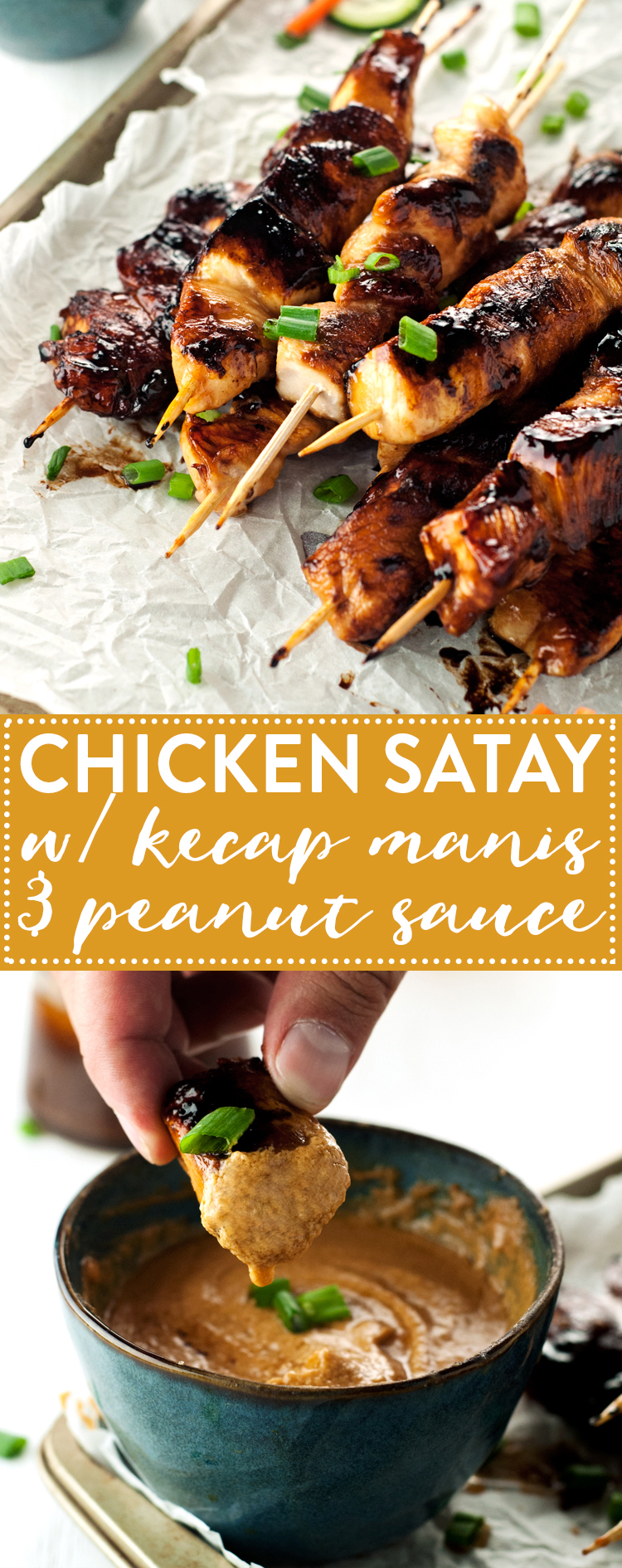 Chicken Satay with Kecap Manis and Peanut Sauce | asimplepantry.com