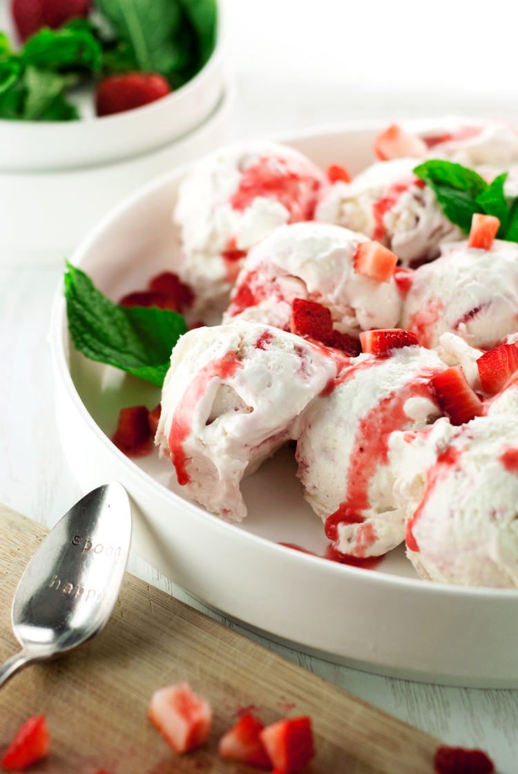 This Strawberries and Cream Homemade Ice Cream is so simple to make, with very few ingredients, and it's also NO CHURN! Now you can have your ice cream and eat it too!