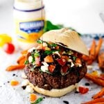 We're taking the basic burger to the next level with this amazing Easy Bruschetta Burger! Dinner just got delicious, in under 30 minutes! | asimplepantry.com
