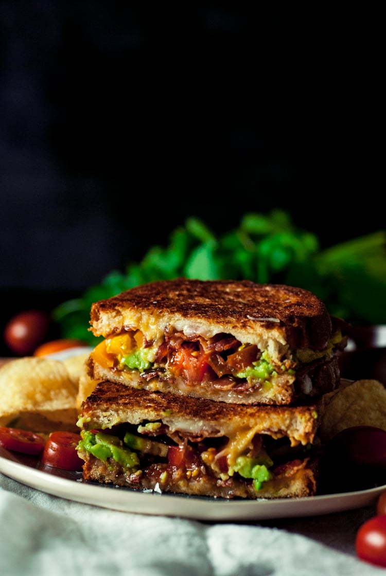 Get your bacon noms on with this super simple and super delicious Avocado Bacon Grilled Cheese sandwich! Ready to eat in under 15! | asimplepantry.com