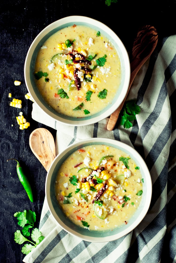 This one pot wonder soup is easily the best Mexican Style Easy Corn Chowder you will ever try! Put that fresh corn on the cob to good use in this dish! | asimplepantry.com