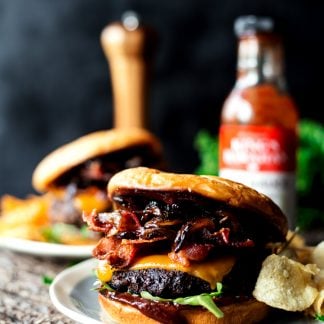 Grilling doesn't get much better than this Coffee Crusted BBQ Bacon Cheeseburger! Deluxe flavor without the fuss; dinner is served! | asimplepantry.com