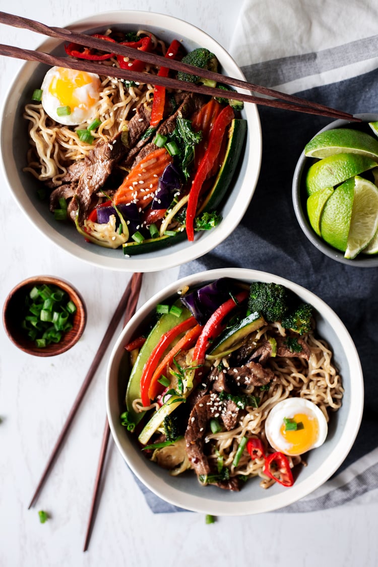 A flavorful dinner in a snap, these 20 Minute Stir Fry Teriyaki Ramen Bowls are perfect for any day of the week! | asimplepantry.com
