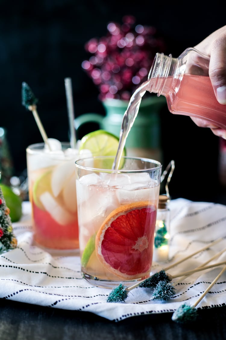 Get your party on with this super simple, super delish, Watermelon Paloma Cocktail! Happy Holidays; bottoms up! | asimplepantry.com
