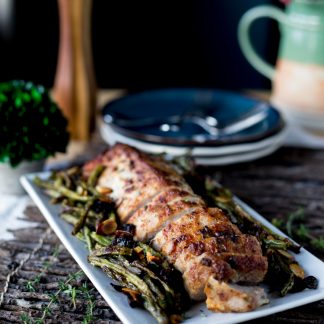 Your holiday dinner just got a lot more flavorful with this amazing, and FAST, Herbed Mayonnaise Roasted Pork Loin! Dinner is served in just 30 minutes, from a single pan! | asimplepantry.com