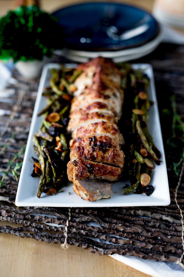 Your holiday dinner just got a lot more flavorful with this amazing, and FAST, Herbed Mayonnaise Roasted Pork Loin! Dinner is served in just 30 minutes, from a single pan! | asimplepantry.com