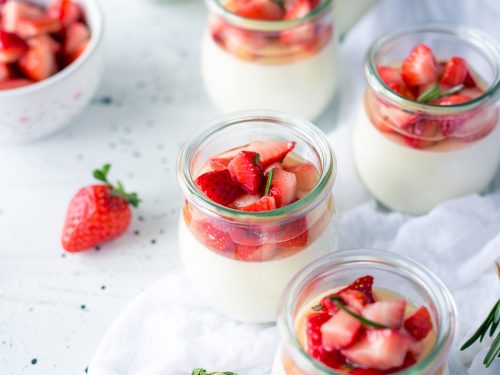 Creme Fraiche Panna Cotta With Rosemary Macerated Strawberries A Simple Pantry