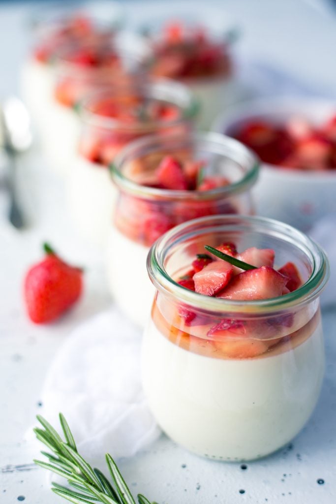 Creme Fraiche Panna Cotta with Rosemary Macerated Strawberries • A ...