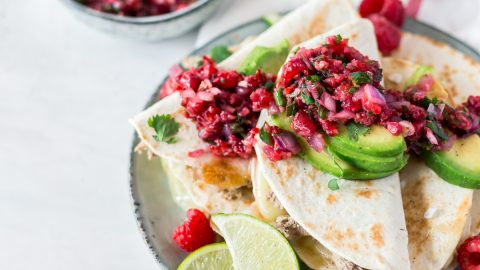 Pulled Pork Quesadilla Tacos with Spicy Raspberry Salsa • A Simple Pantry