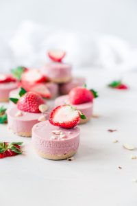 No Bake Mini Vegan Strawberry Cheesecakes • A Simple Pantry