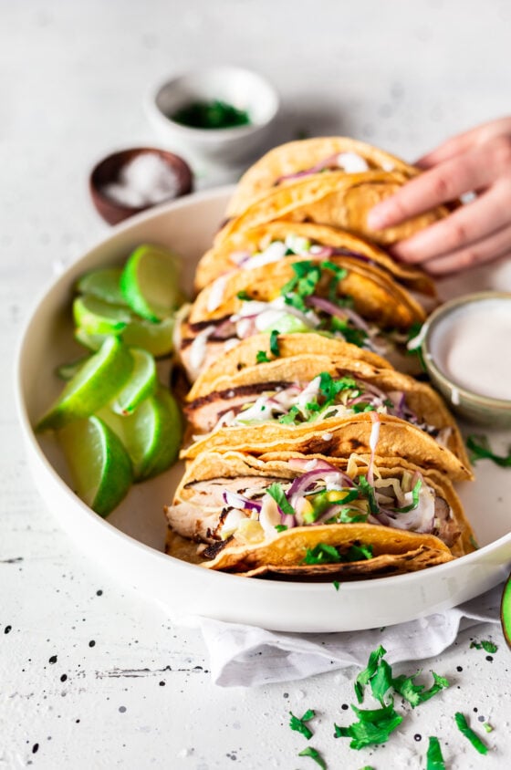 Grilled Jerk Chicken Tacos with Mango Avocado Slaw • A Simple Pantry