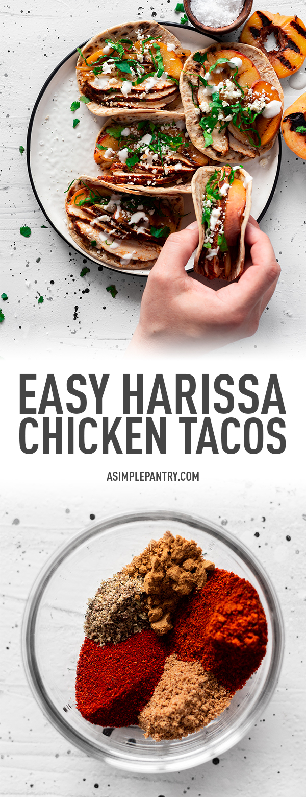 Harissa Chicken Tacos with Spiced Yogurt Sauce • A Simple Pantry
