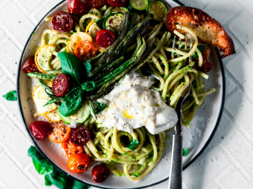 Walnut Pesto Pasta with Roasted Summer Vegetables • A Simple Pantry