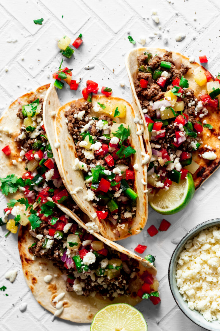 Pineapple Beef Taco Recipe with Poblano Salsa • A Simple Pantry