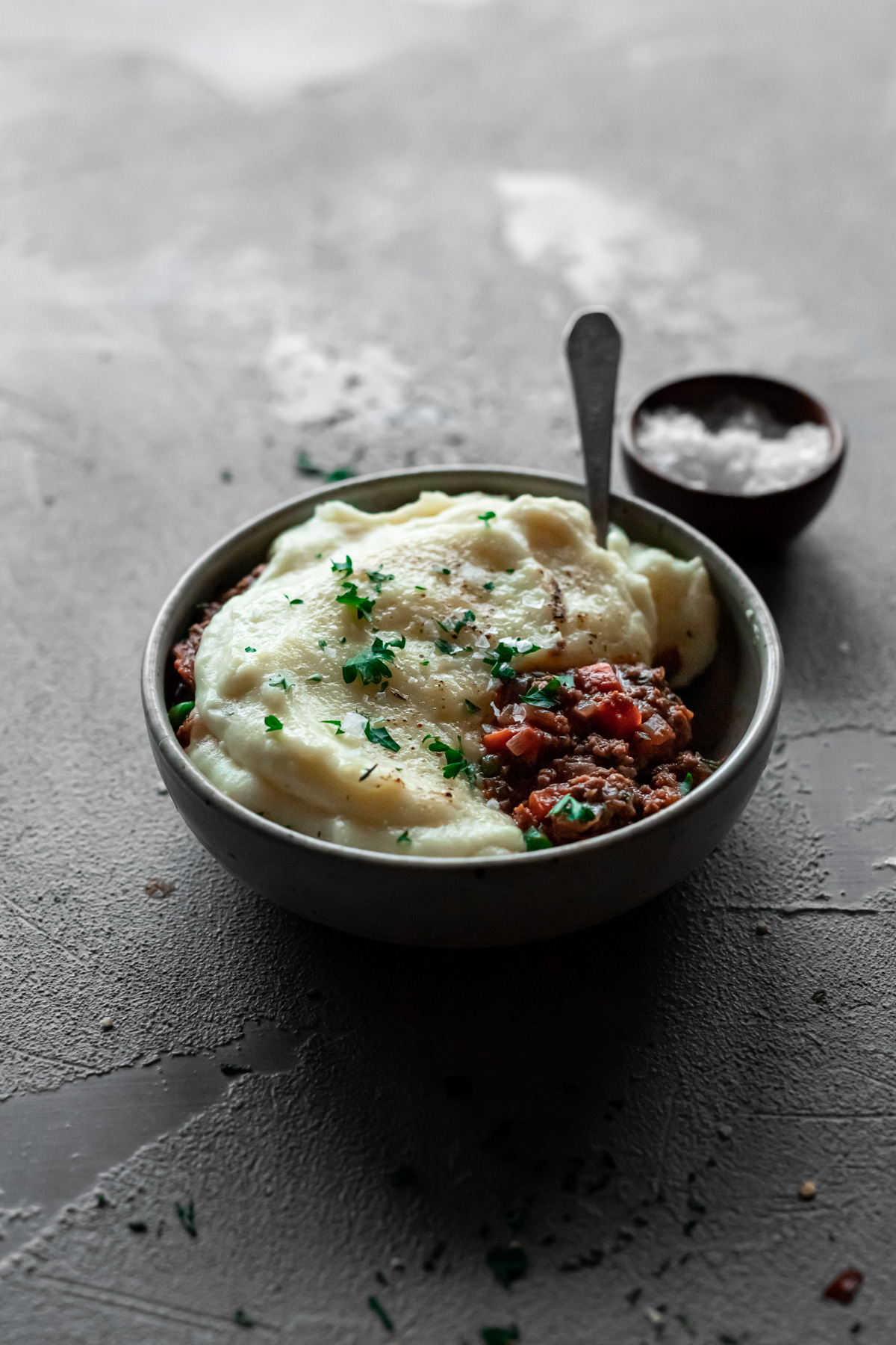 bowl of easy shepherd's pie recipe with a fork sticking out