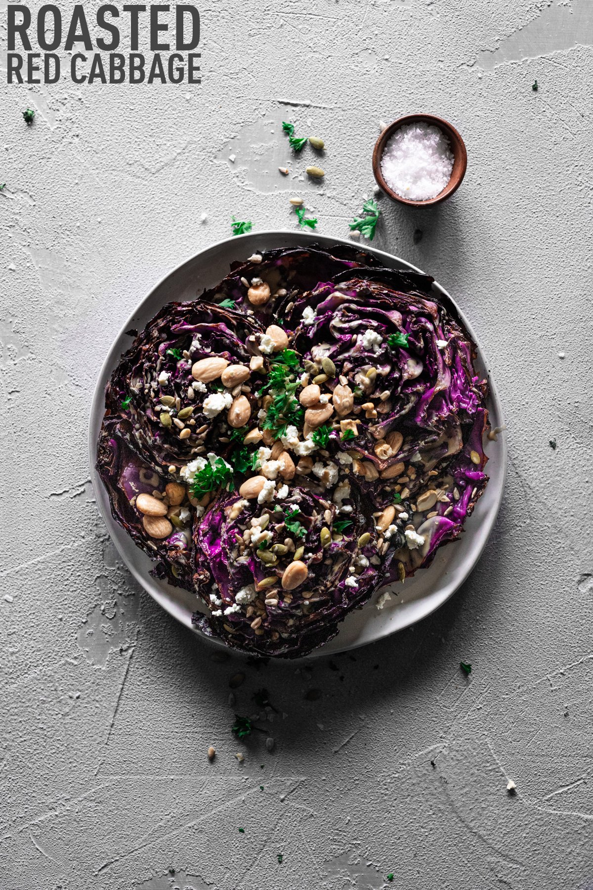 Roasted Red Cabbage With Tahini Goat Cheese Nuts And Seeds • A Simple