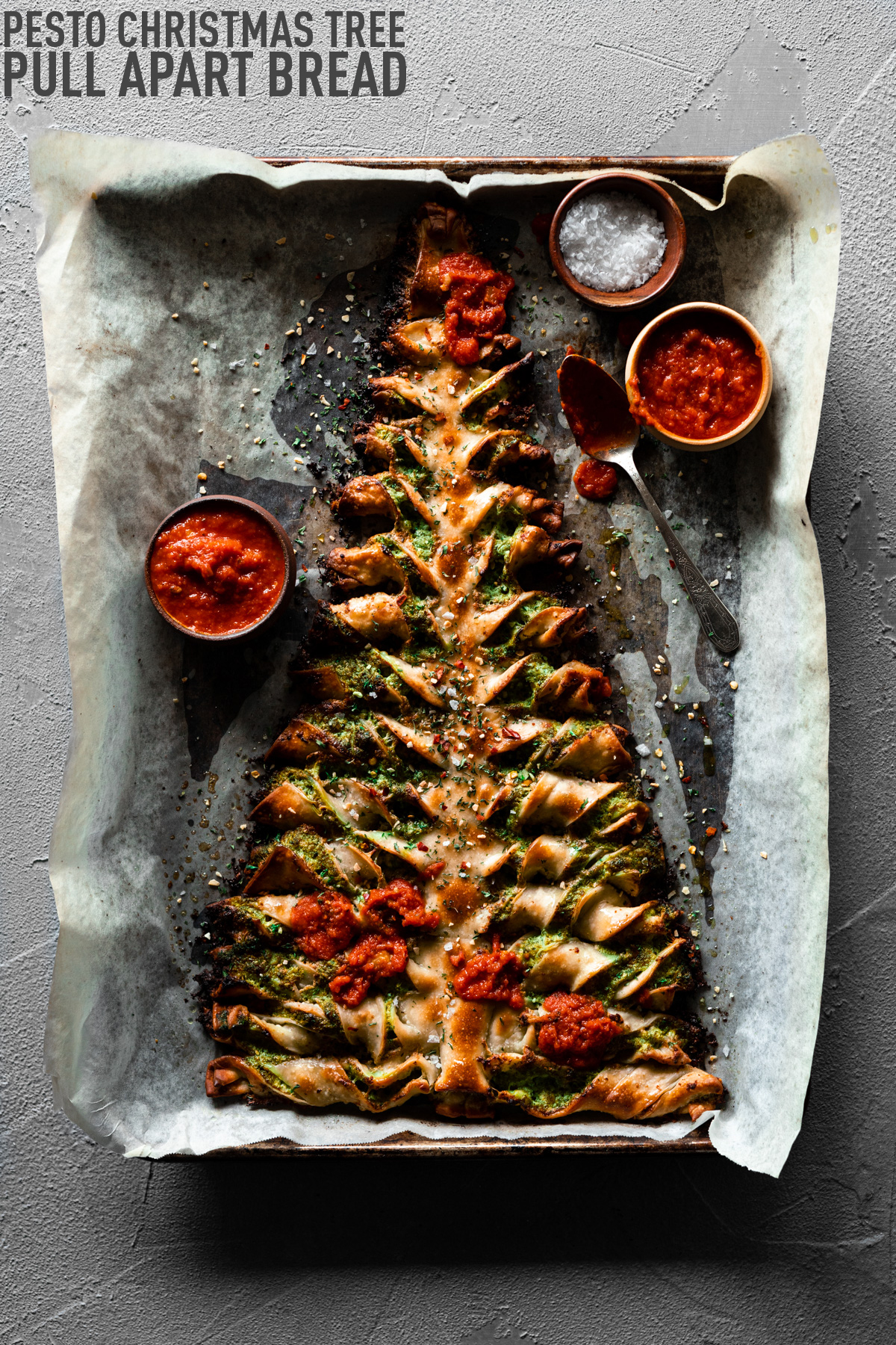Cheesy Pesto Christmas Tree Pull-Apart Bread • A Simple Pantry